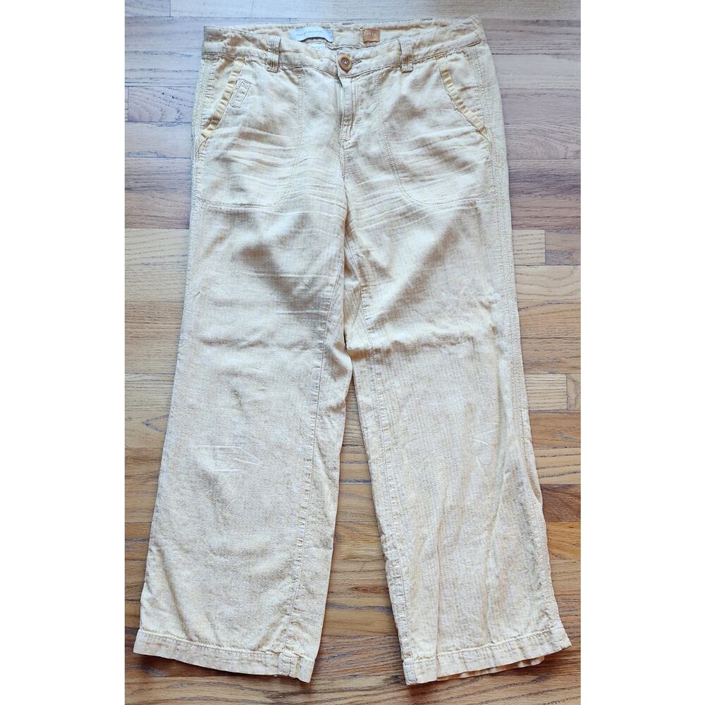 Pilcro & The Letterpress Linen Blend Pants Wide Leg Yellow Anthropologie size 12